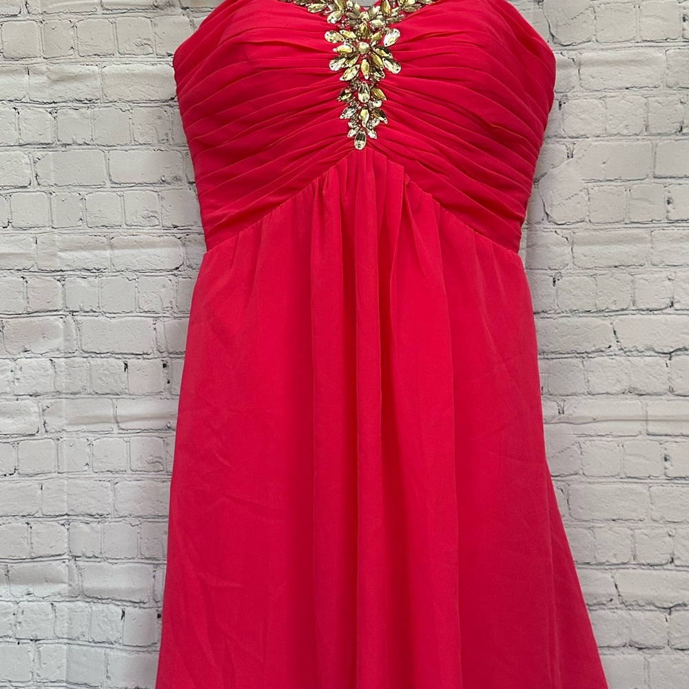 Pink Ruched Embellished Sundress for Cocktail Night Out